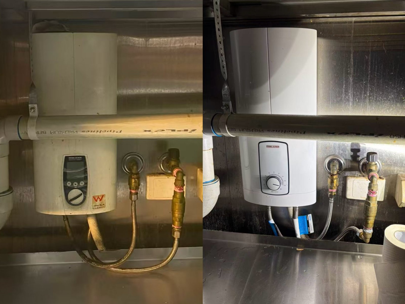 Under sink electric storage hot water replacement